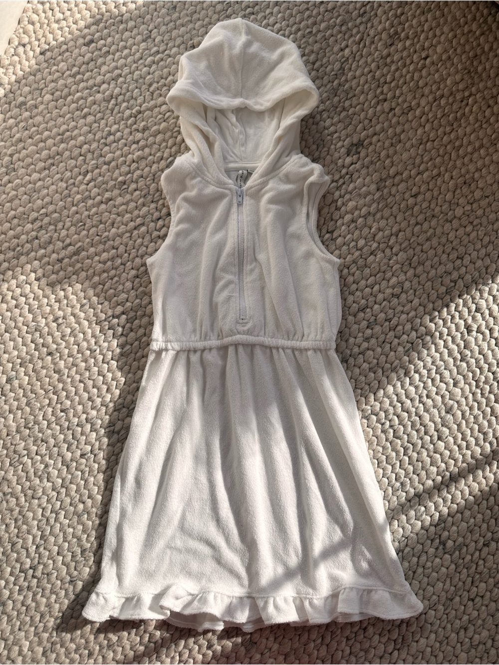 White Hooded Sleeveless Kids Cover-Up
